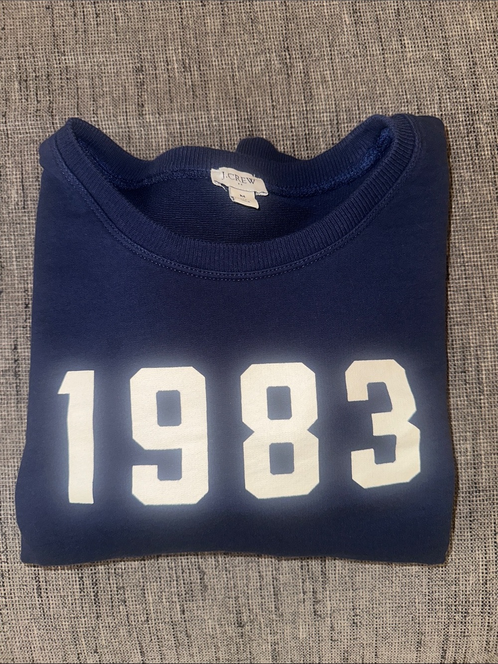 J. Crew Navy Crewneck Sweatshirt with White 1983 Graphic